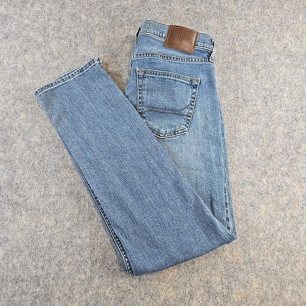 Hollister Men's Jeans 30 x 32 Slim Straight Epic Flex Light Wash Blue Denim